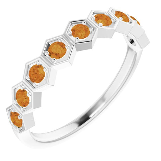 14K White Citrine Stackable Ring