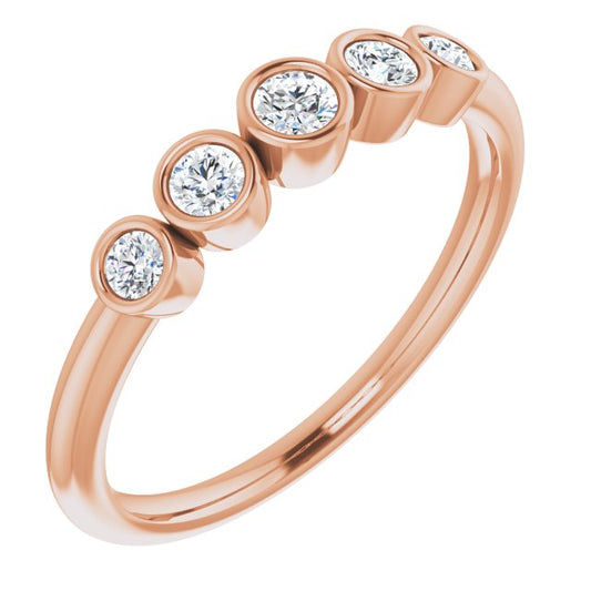 14K Rose 1/4 CTW Diamond Graduated Bezel-Set Ring
