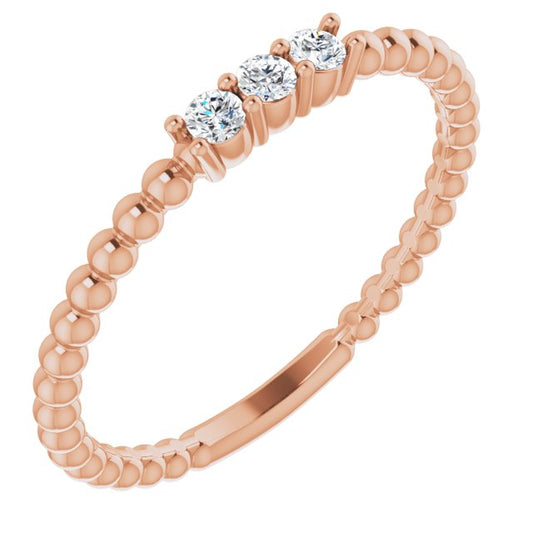 14K Rose 1/10 CTW Diamond Beaded Ring