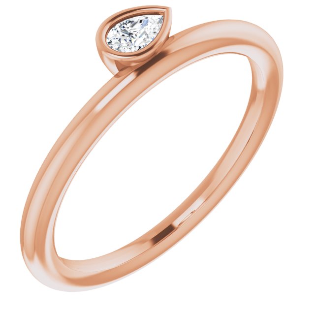 14K Rose 1/8 CT Diamond Asymmetrical Stackable Ring