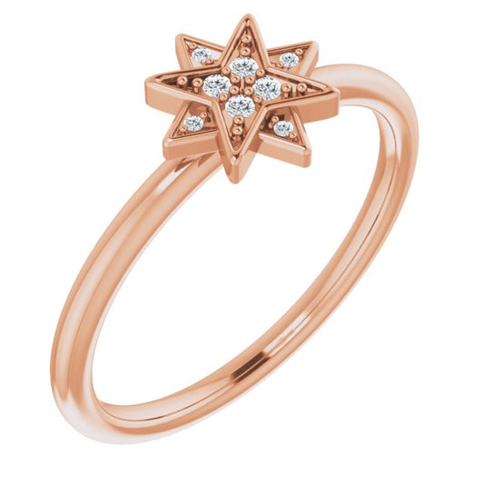 14K Rose .04 CTW Diamond Star Ring