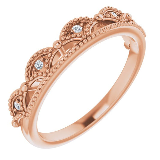 14K Rose .04 CTW Diamond Crown Ring