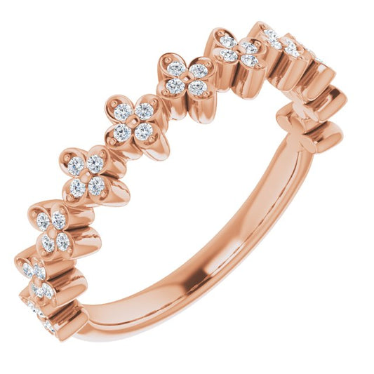 14K Rose 1/6 CTW Diamond Stackable Clover Ring