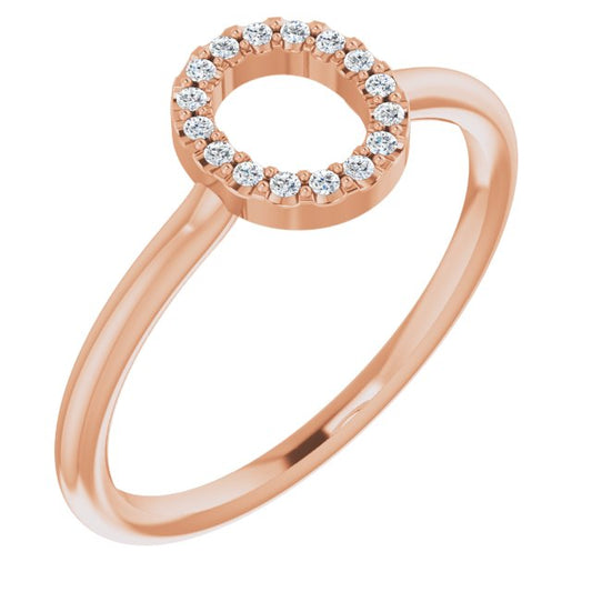 14K Rose .06 CTW Diamond Initial O Ring