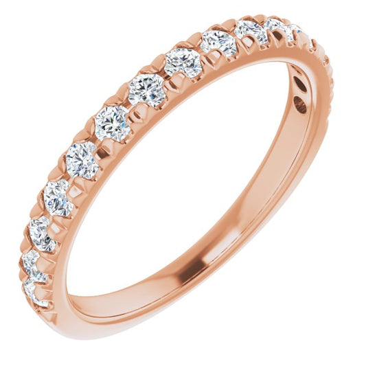 14K Rose 1/2 CTW Diamond French-Set Anniversary Band