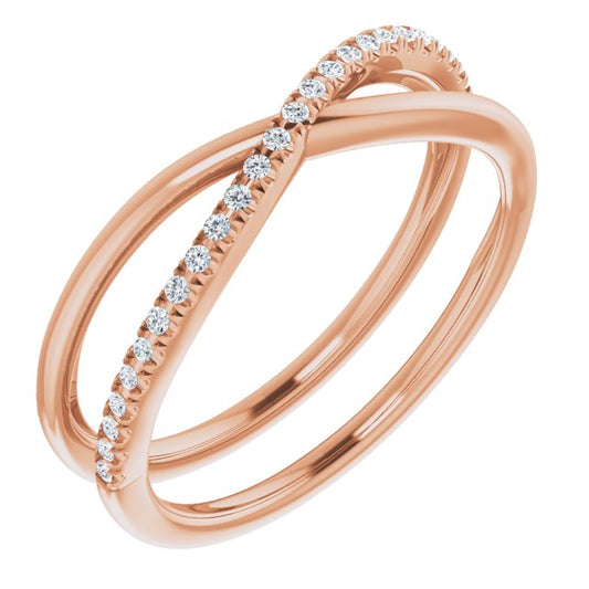 14K Rose 1/8 CTW Diamond Criss-Cross Ring