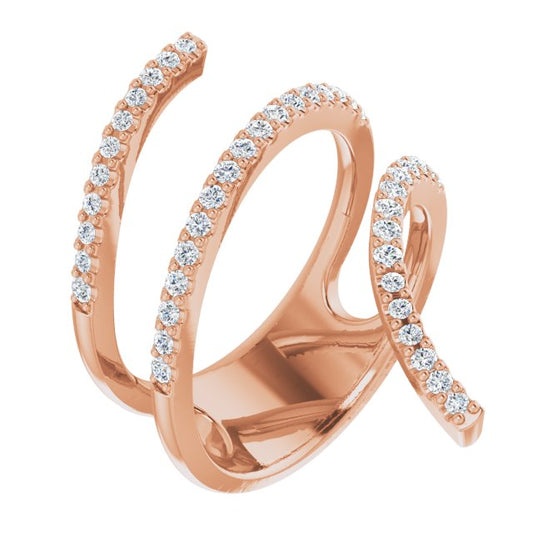 14K Rose 1/2 CTW Diamond Spiral Wrap Ring
