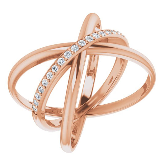 14K Rose 1/6 CTW Diamond Criss-Cross Ring