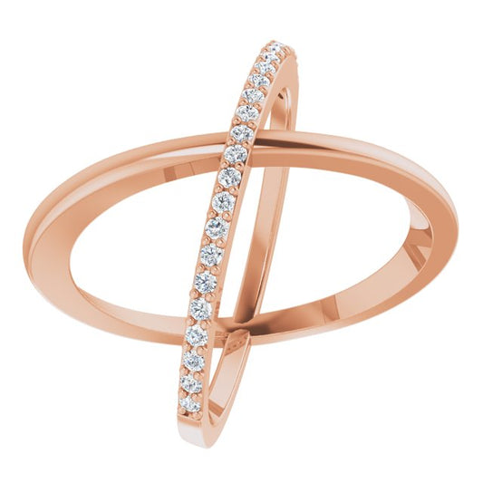 14K Rose 1/4 CTW Diamond Criss-Cross Ring