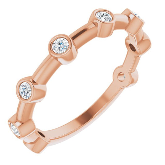 14K Rose 1/4 CTW Diamond Bezel-Set Bar Ring