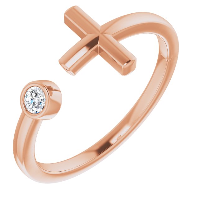 14K Rose .06 CTW Diamond Negative Space Cross Ring