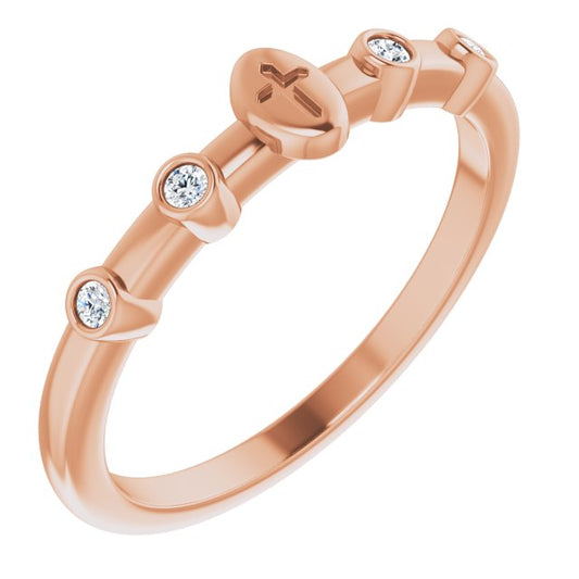 14K Rose .06 CTW Diamond Stackable Cross Ring