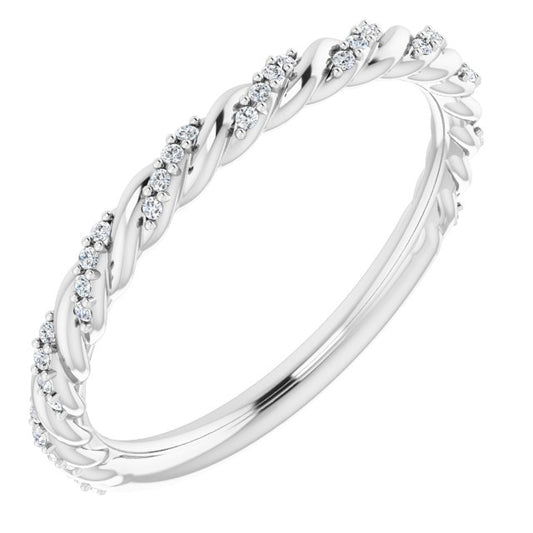 14K White 1/8 CTW Diamond Pavu00e9 Twisted Anniversary Band