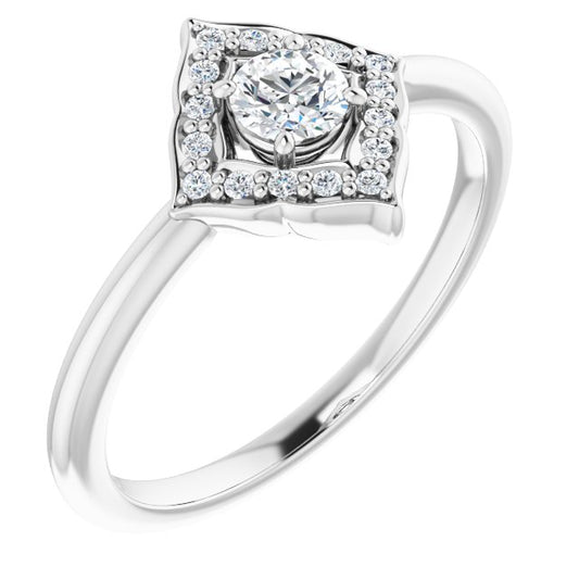 14K White 1/3 CTW Diamond Halo-Style Clover Ring