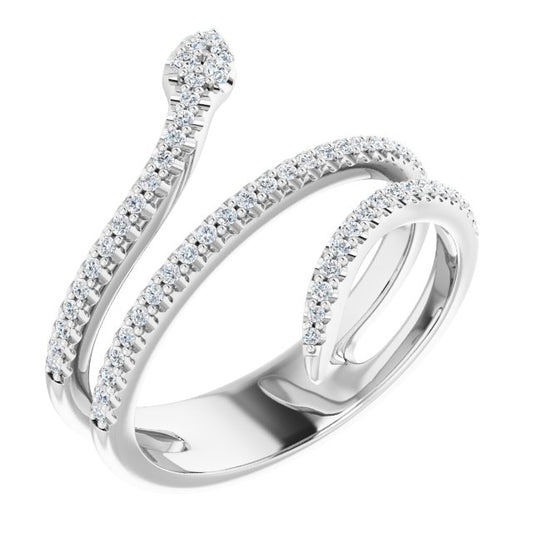 14K White 1/3 CTW Diamond Snake Ring