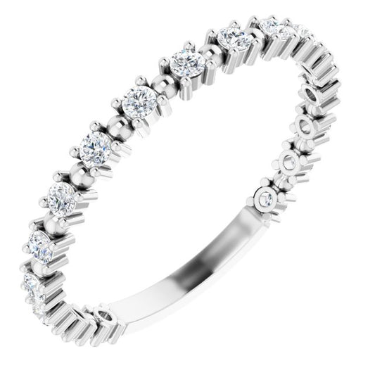 14K White 1/3 CTW Diamond Beaded Anniversary Band