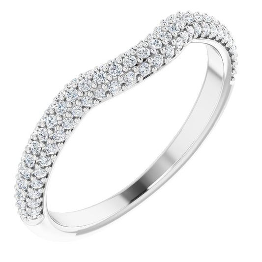 14K White 1/4 CTW Diamond Pave Contour Band