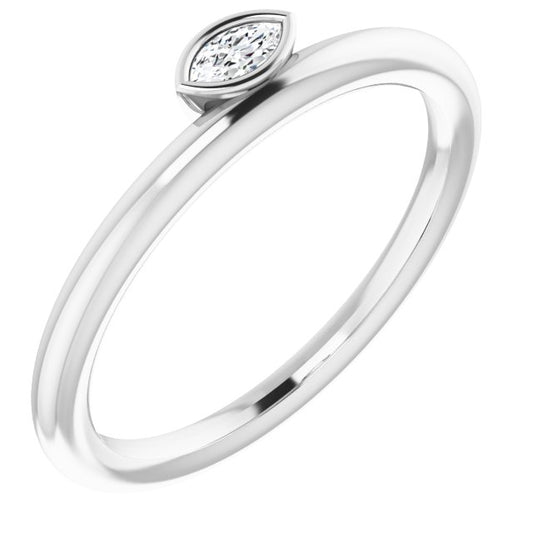 14K White .07 CT Diamond Asymmetrical Stackable Ring