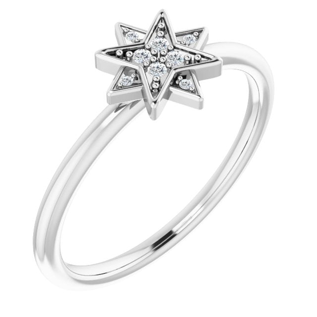 14K White .04 CTW Diamond Star Ring