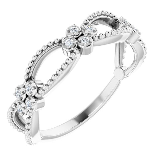 14K White .06 CTW Diamond Stackable Bead Ring