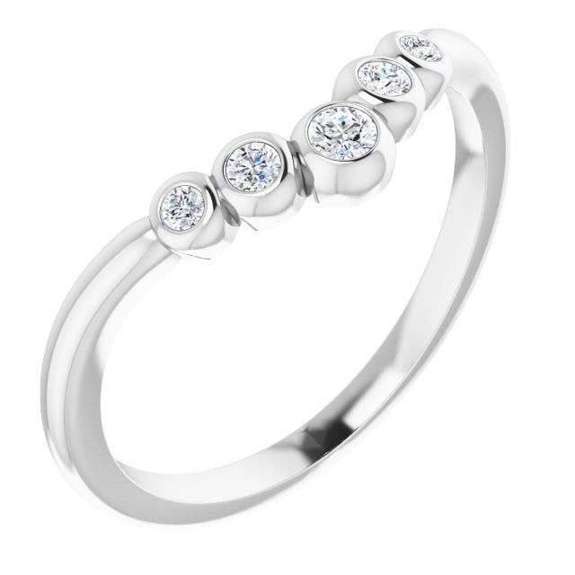 14K White 1/10 CTW Diamond Bezel-Set Graduated V Ring