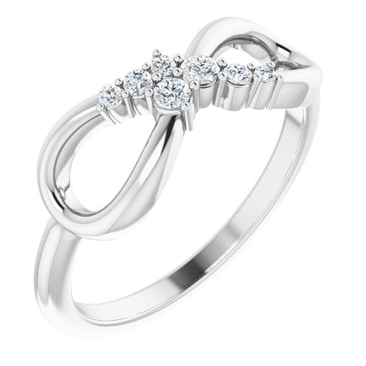 14K White 1/8 CTW Diamond Infinity-Inspired Ring