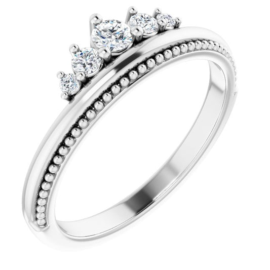 14K White 1/5 CTW Diamond Stackable Crown Ring