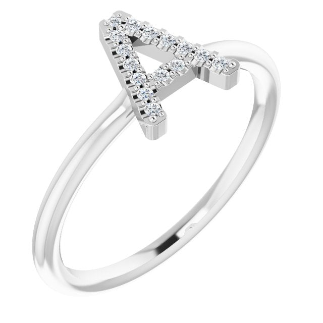 14K White .06 CTW Diamond Initial A Ring