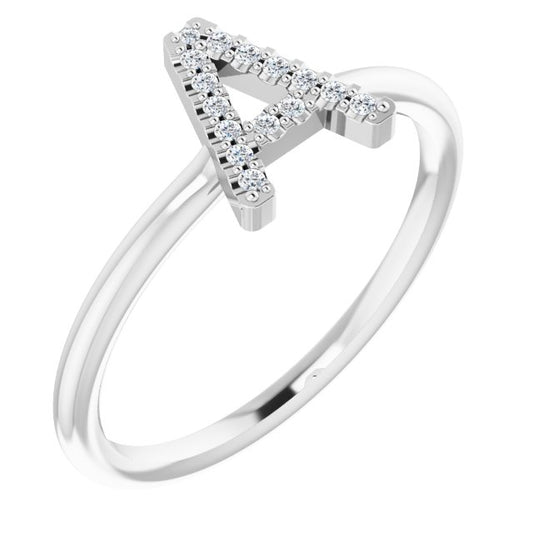 14K White .06 CTW Diamond Initial A Ring