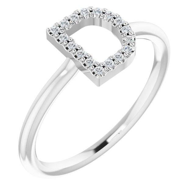 14K White .06 CTW Diamond Initial D Ring