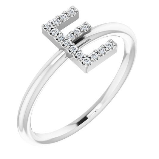 14K White .06 CTW Diamond Initial E Ring