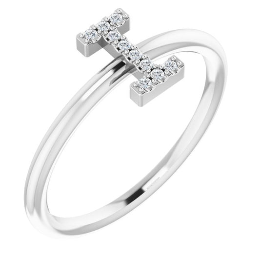 14K White .04 CTW Diamond Initial I Ring