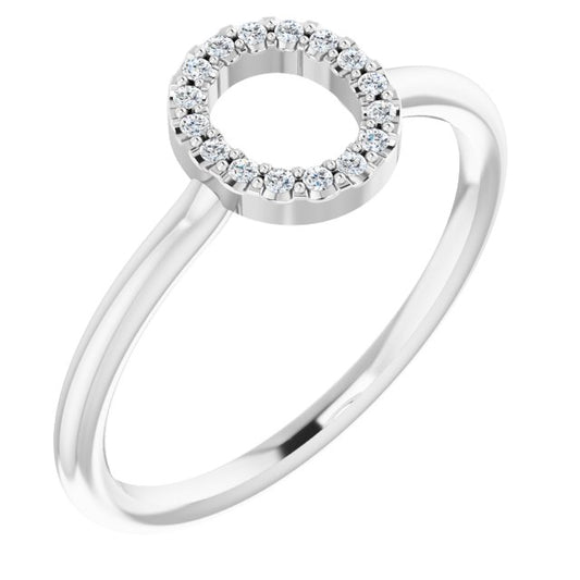 14K White .06 CTW Diamond Initial O Ring