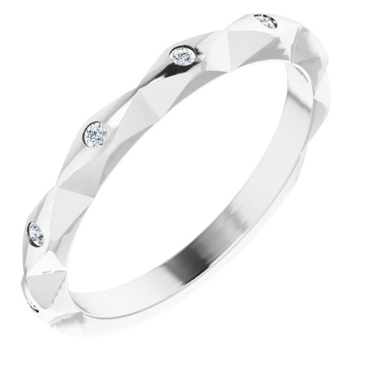 14K White .08 CTW Diamond Stackable Anniversary Band