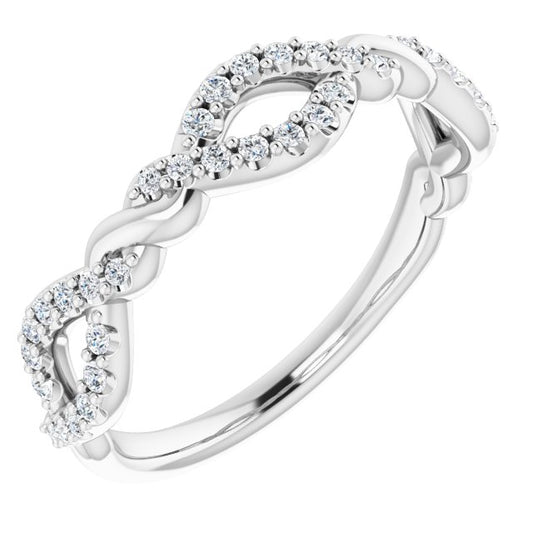 14K White 1/5 CTW Diamond Twisted Anniversary Band