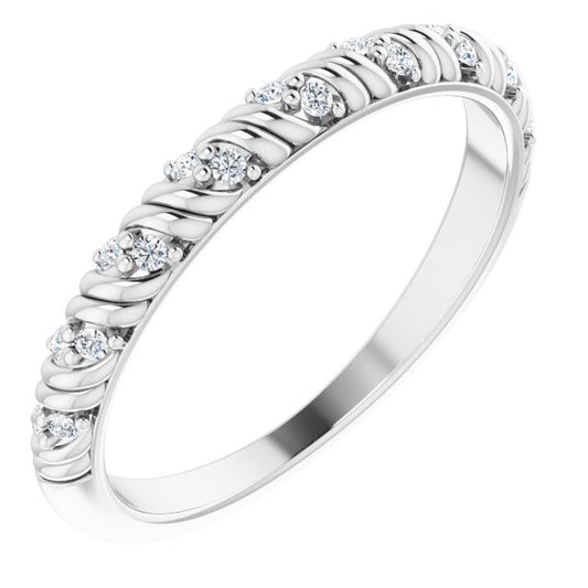 14K White .08 CTW Diamond Anniversary Band
