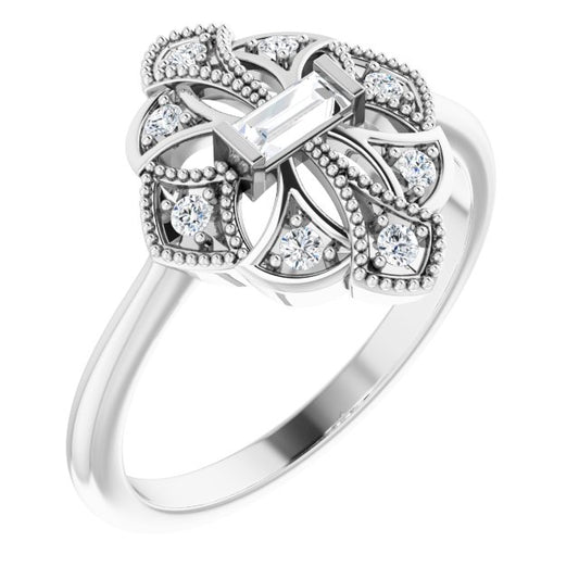 14K White 1/6 CTW Diamond Vintage-Inspired Ring