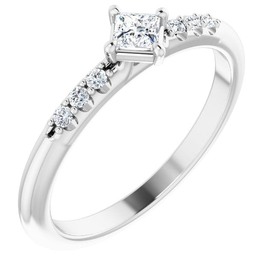 14K White 1/4 CTW Diamond Stackable Ring