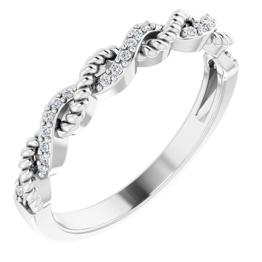 14K White .08 CTW Diamond Stackable Ring
