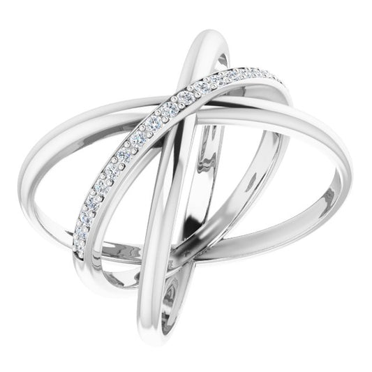 14K White 1/6 CTW Diamond Criss-Cross Ring