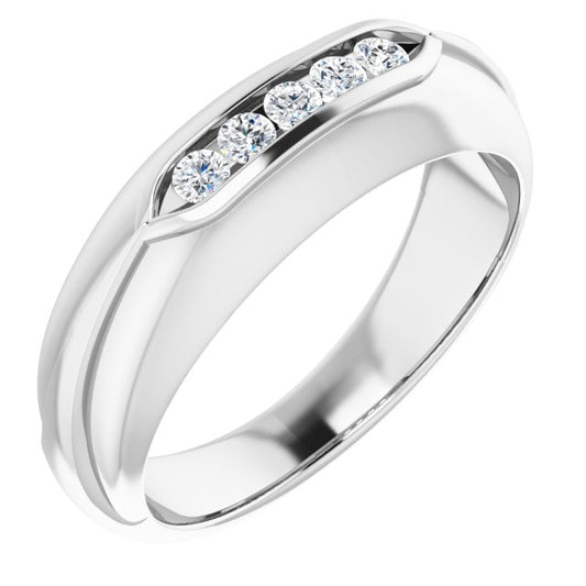 14K White 1/4 CTW Diamond Men's Ring