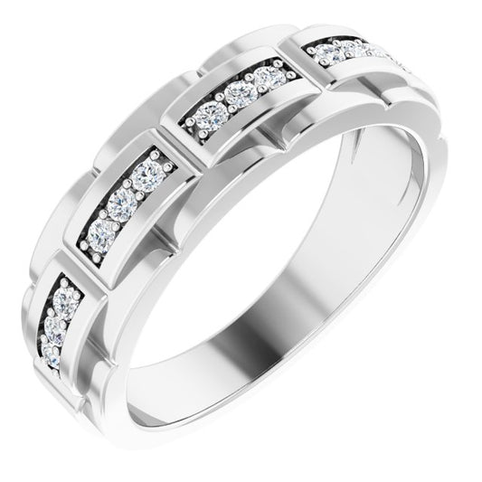 14K White 1/4 CTW Diamond Pattern Ring