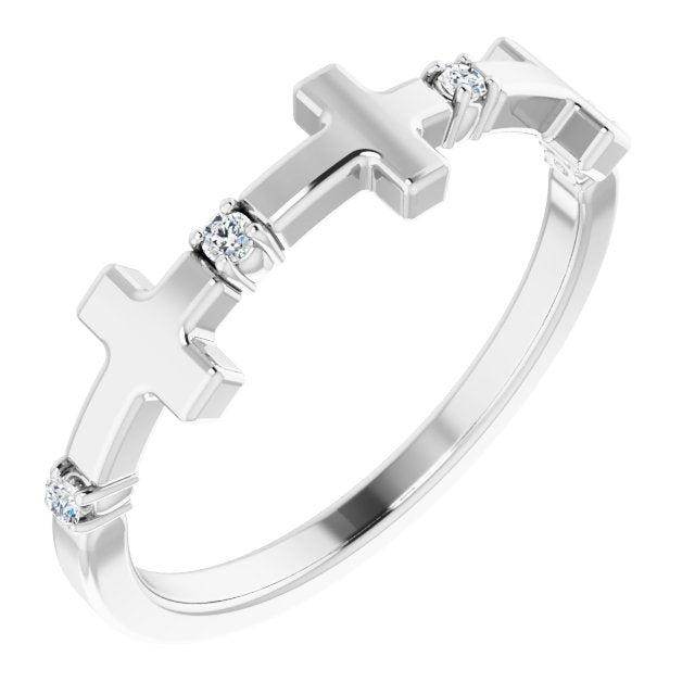 14K White .05 CTW Diamond Cross Ring