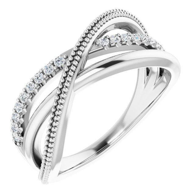 14K White 1/5 CTW Diamond Criss-Cross Ring