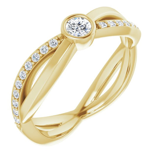 14K Yellow 3.4 mm Round 1/3 CTW Diamond Infinity-Inspired Ring