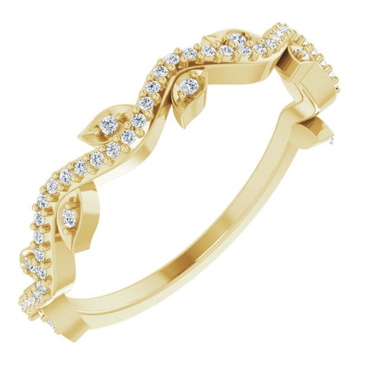 14K Yellow 1/6 CTW Diamond Leaf Ring
