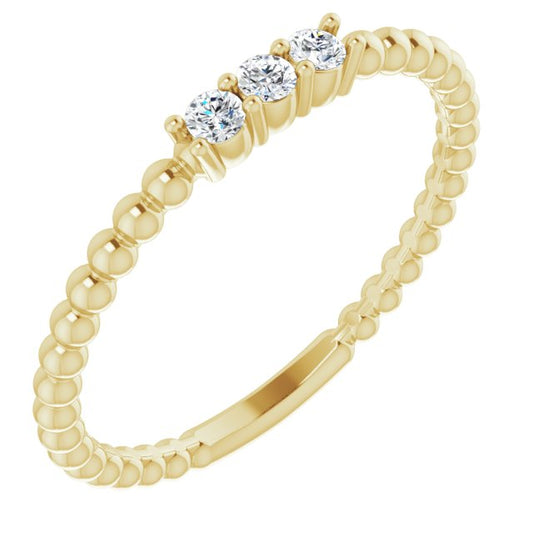 14K Yellow 1/10 CTW Diamond Beaded Ring