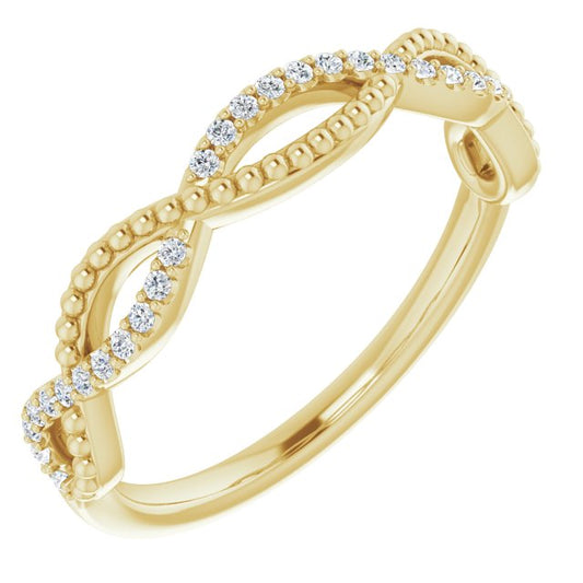 14K Yellow 1/8 CTW Diamond Infinity-Inspired Beaded Anniversary Band