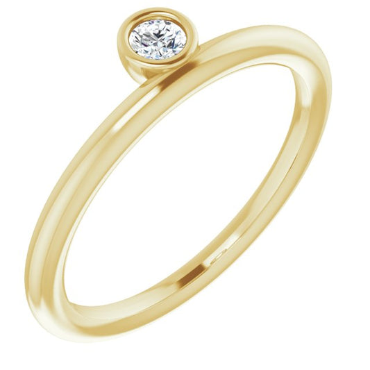 14K Yellow 1/10 CT Diamond Asymmetrical Stackable Ring