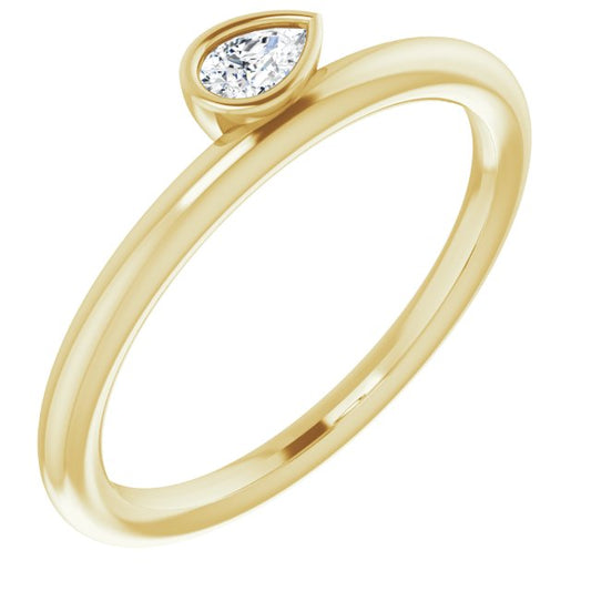14K Yellow 1/8 CT Diamond Asymmetrical Stackable Ring